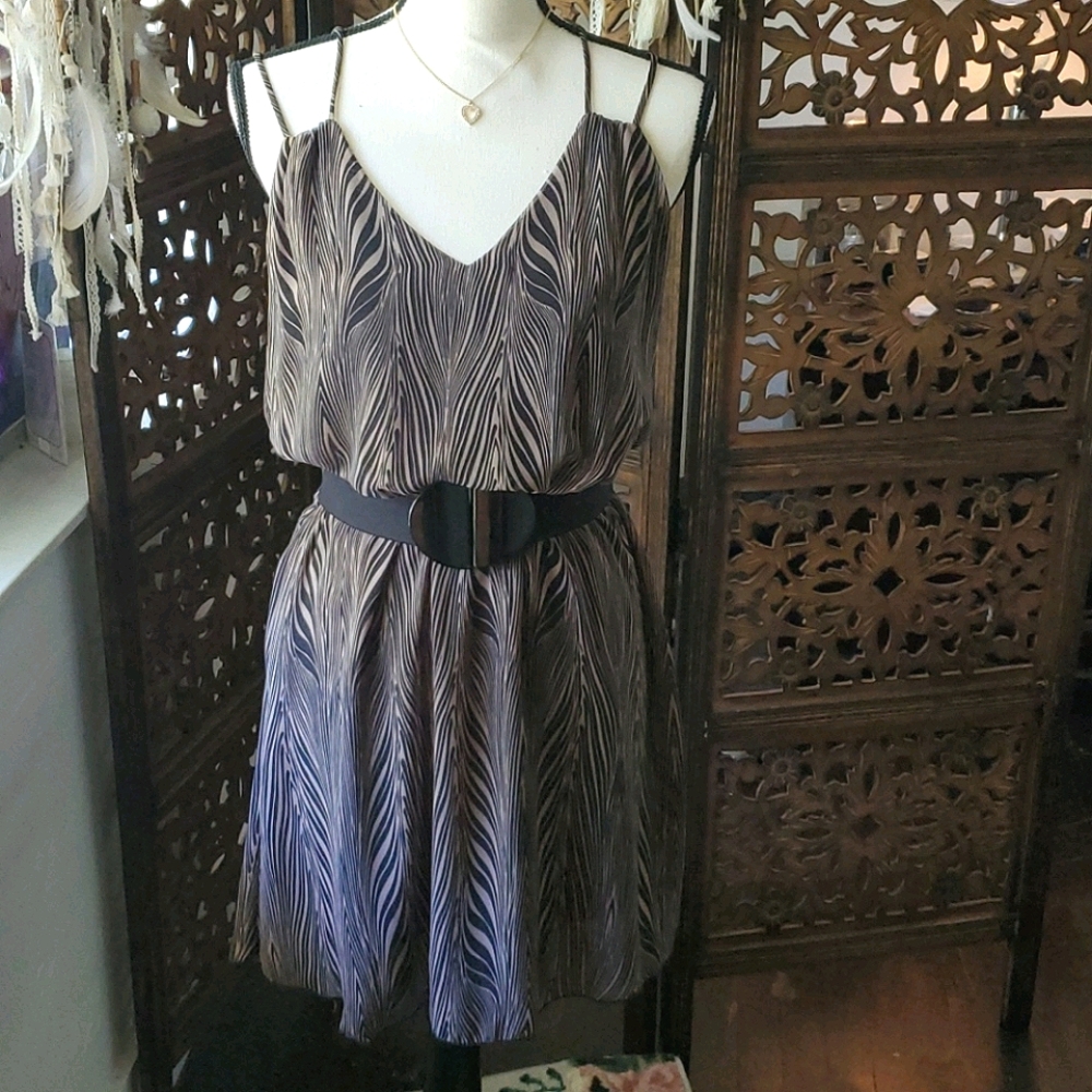 Cinch Waist, Black & Grey/NudeDress